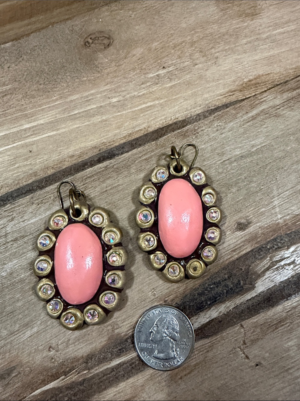 Sookie Sookie brand Handmade Clay Vintage-Inspired Coral Pink Oval Drop Earrings